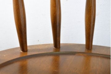 和製ビンテージ　北海道民芸家具　希少な絶版品!!上品でクラシカルな佇まいがお洒落な回転ダイニングチェア(キャプテンチェア、アームチェア、回転イス、椅子、板座チェア、ヴィンテージ)(R-062737)