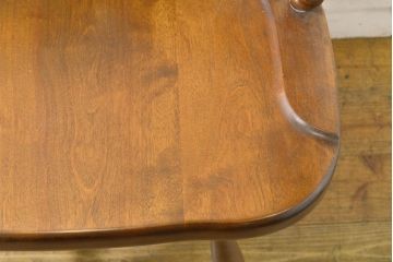 和製ビンテージ　北海道民芸家具　希少な絶版品!!上品でクラシカルな佇まいがお洒落な回転ダイニングチェア(キャプテンチェア、アームチェア、回転イス、椅子、板座チェア、ヴィンテージ)(R-062737)