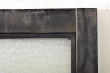 アンティーク建具　総漆塗り　腰板欅(ケヤキ)　プレスガラス入り!!レトロな空間を引き立たせるガラス戸2枚セット(引き戸、建具)(R-062738)