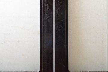 アンティーク建具　総漆塗り　腰板欅(ケヤキ)　プレスガラス入り!!レトロな空間を引き立たせるガラス戸2枚セット(引き戸、建具)(R-062739)