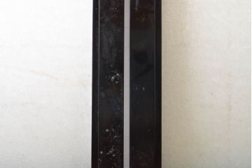 アンティーク建具　総漆塗り　腰板欅(ケヤキ)　プレスガラス入り!!レトロな空間を引き立たせるガラス戸2枚セット(引き戸、建具)(R-062739)