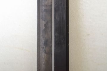 アンティーク建具　総漆塗り　腰板欅(ケヤキ)　プレスガラス入り!!レトロな空間を引き立たせるガラス戸2枚セット(引き戸、建具)(R-062741)