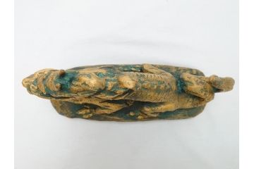 彫塑家　北村西望　「恵み」　龍　置物　銅像(共箱付き、置き物、辰、竜、ブロンズ製)(R-062745)
