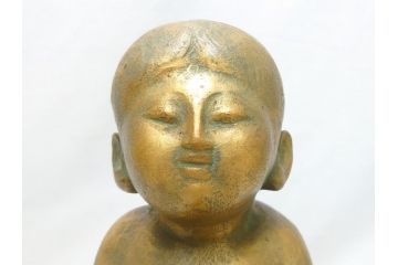 南無佛　大内青圃(芸術院全員)作　喜美子鑑　美術品目録付　ブロンズ製　置物(銅像、置き物、ディスプレイ、仏具、共箱付き)(R-062746)