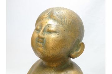 南無佛　大内青圃(芸術院全員)作　喜美子鑑　美術品目録付　ブロンズ製　置物(銅像、置き物、ディスプレイ、仏具、共箱付き)(R-062746)