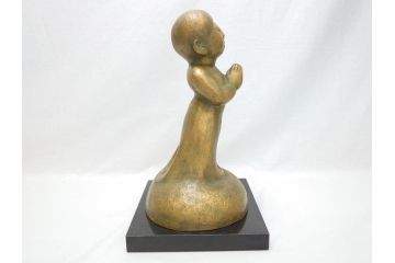 南無佛　大内青圃(芸術院全員)作　喜美子鑑　美術品目録付　ブロンズ製　置物(銅像、置き物、ディスプレイ、仏具、共箱付き)(R-062746)