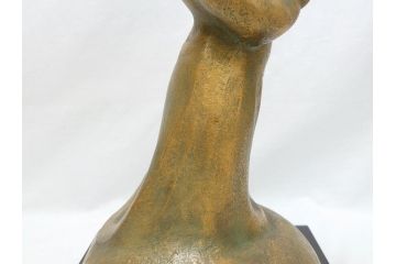 南無佛　大内青圃(芸術院全員)作　喜美子鑑　美術品目録付　ブロンズ製　置物(銅像、置き物、ディスプレイ、仏具、共箱付き)(R-062746)