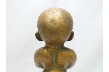 南無佛　大内青圃(芸術院全員)作　喜美子鑑　美術品目録付　ブロンズ製　置物(銅像、置き物、ディスプレイ、仏具、共箱付き)(R-062746)
