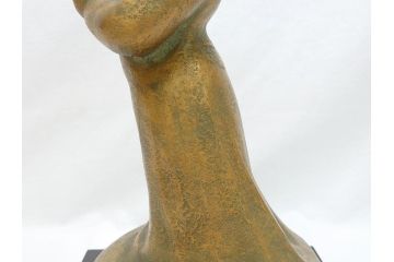 南無佛　大内青圃(芸術院全員)作　喜美子鑑　美術品目録付　ブロンズ製　置物(銅像、置き物、ディスプレイ、仏具、共箱付き)(R-062746)