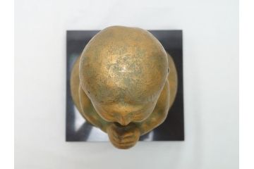 南無佛　大内青圃(芸術院全員)作　喜美子鑑　美術品目録付　ブロンズ製　置物(銅像、置き物、ディスプレイ、仏具、共箱付き)(R-062746)