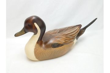 Big Sky Carvers社　Bozeman Montana　USA　ハンドメイド　木製デコイ(水鳥、鴨、カモ、バードカービング、彫刻、絵付師、サイン入り、置物、置き物)(R-062747)