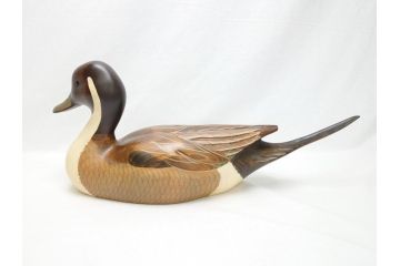 Big Sky Carvers社　Bozeman Montana　USA　ハンドメイド　木製デコイ(水鳥、鴨、カモ、バードカービング、彫刻、絵付師、サイン入り、置物、置き物)(R-062747)