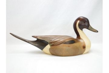 Big Sky Carvers社　Bozeman Montana　USA　ハンドメイド　木製デコイ(水鳥、鴨、カモ、バードカービング、彫刻、絵付師、サイン入り、置物、置き物)(R-062747)