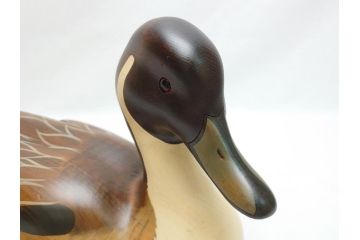 Big Sky Carvers社　Bozeman Montana　USA　ハンドメイド　木製デコイ(水鳥、鴨、カモ、バードカービング、彫刻、絵付師、サイン入り、置物、置き物)(R-062747)