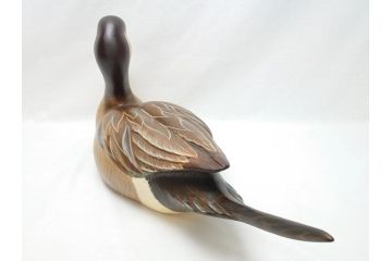 Big Sky Carvers社　Bozeman Montana　USA　ハンドメイド　木製デコイ(水鳥、鴨、カモ、バードカービング、彫刻、絵付師、サイン入り、置物、置き物)(R-062747)
