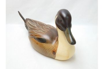 Big Sky Carvers社　Bozeman Montana　USA　ハンドメイド　木製デコイ(水鳥、鴨、カモ、バードカービング、彫刻、絵付師、サイン入り、置物、置き物)(R-062747)