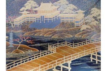 平安象彦　銀縁　木製　蒔絵　純銀水滴　若田石硯(硯箱、共箱付き)(R-062749)