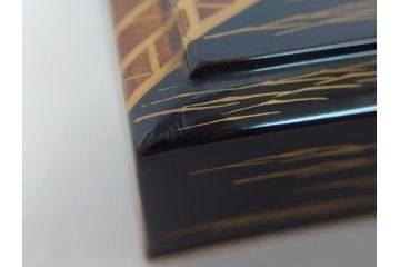 平安象彦　銀縁　木製　蒔絵　純銀水滴　若田石硯(硯箱、共箱付き)(R-062749)