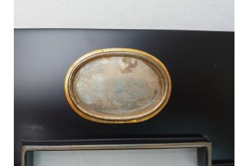 平安象彦　銀縁　木製　蒔絵　純銀水滴　若田石硯(硯箱、共箱付き)(R-062749)