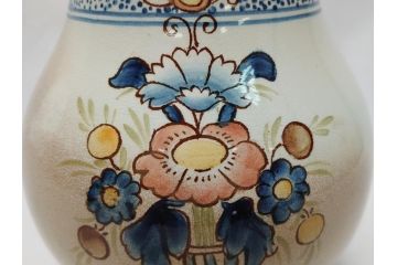 ドイツ　独逸　色絵花文　蓋付き　ジョッキ(ビアマグ、ビールポット、ビールジョッキ、陶器、酒器、共箱付き)(R-062768)