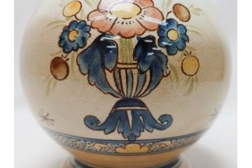 ドイツ　独逸　色絵花文　蓋付き　ジョッキ(ビアマグ、ビールポット、ビールジョッキ、陶器、酒器、共箱付き)(R-062768)