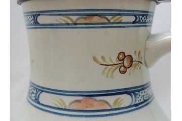 ドイツ　独逸　色絵花文　蓋付き　ジョッキ(ビアマグ、ビールポット、ビールジョッキ、陶器、酒器、共箱付き)(R-062768)