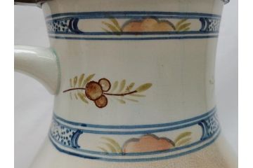 ドイツ　独逸　色絵花文　蓋付き　ジョッキ(ビアマグ、ビールポット、ビールジョッキ、陶器、酒器、共箱付き)(R-062768)