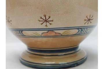 ドイツ　独逸　色絵花文　蓋付き　ジョッキ(ビアマグ、ビールポット、ビールジョッキ、陶器、酒器、共箱付き)(R-062768)