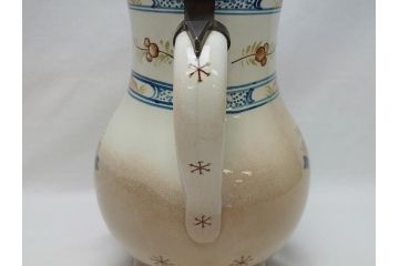 ドイツ　独逸　色絵花文　蓋付き　ジョッキ(ビアマグ、ビールポット、ビールジョッキ、陶器、酒器、共箱付き)(R-062768)