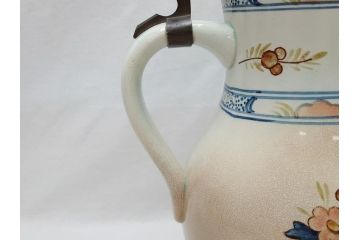 ドイツ　独逸　色絵花文　蓋付き　ジョッキ(ビアマグ、ビールポット、ビールジョッキ、陶器、酒器、共箱付き)(R-062768)
