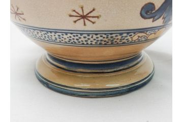 ドイツ　独逸　色絵花文　蓋付き　ジョッキ(ビアマグ、ビールポット、ビールジョッキ、陶器、酒器、共箱付き)(R-062768)