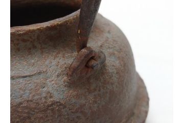 釜師　宮崎寒雉(彦九郎)　江戸中期　金銀象嵌　草花昆虫文　鉄瓶(鐵瓶、茶道具、共箱付き)(R-062770)