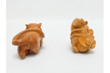 寿康斎　虎　竜　根付2点(トラ、龍、提げ物、共箱付き)(R-062774)
