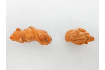 寿康斎　虎　竜　根付2点(トラ、龍、提げ物、共箱付き)(R-062774)