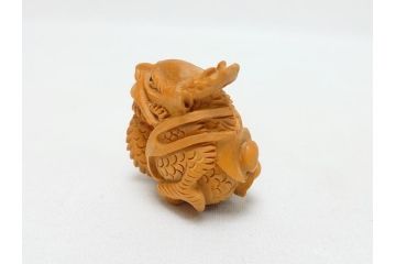 寿康斎　虎　竜　根付2点(トラ、龍、提げ物、共箱付き)(R-062774)