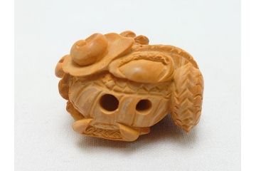 寿康斎　虎　竜　根付2点(トラ、龍、提げ物、共箱付き)(R-062774)