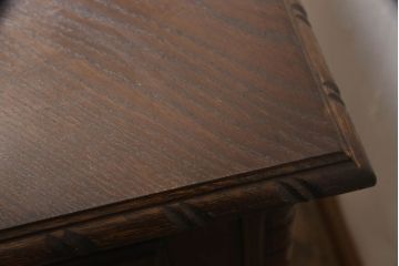 イギリスビンテージ　オーク材　パーケット天板がお洒落!!こだわったデザインの高級プレジデントデスク(両袖デスク、ワークデスク、在宅ワーク、在宅用、机、ヴィンテージ)(R-062781)