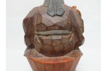 彫刻家　加納鉄哉　木彫り　彩色　古式大黒天像(置物、置き物、仏像、共箱付き)(R-062784)