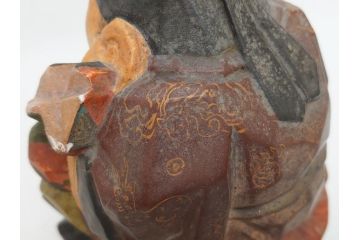 彫刻家　加納鉄哉　木彫り　彩色　古式大黒天像(置物、置き物、仏像、共箱付き)(R-062784)