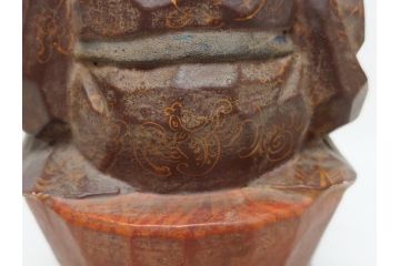 彫刻家　加納鉄哉　木彫り　彩色　古式大黒天像(置物、置き物、仏像、共箱付き)(R-062784)