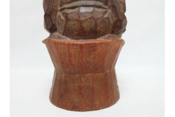 彫刻家　加納鉄哉　木彫り　彩色　古式大黒天像(置物、置き物、仏像、共箱付き)(R-062784)