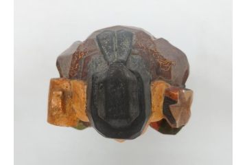 彫刻家　加納鉄哉　木彫り　彩色　古式大黒天像(置物、置き物、仏像、共箱付き)(R-062784)