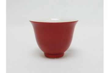 山越弘悦(北大路魯山人の赤絵師)　赤呉須　煎茶碗5客セット(色絵、呉須赤絵、玉露碗、猪口)(R-062785)