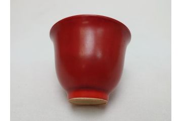 山越弘悦(北大路魯山人の赤絵師)　赤呉須　煎茶碗5客セット(色絵、呉須赤絵、玉露碗、猪口)(R-062785)