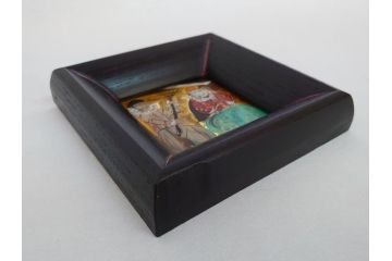 画工人　民画家　詩書墨彩画家　渡辺俊明　南蛮人渡来　ガラス絵(額装、絵画)(R-062788)