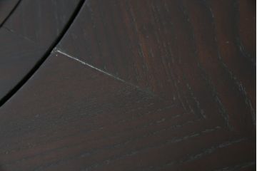 中古　美品　広島県　博永家具　漆塗り　便利な収納付き!!シックな色合いと和モダンデザインが魅力的な囲炉裏テーブルセット(ダイニングテーブル、ラウンドテーブル、4人掛け、4P、ダイニングチェア、板座チェア、椅子、イス、いす、食卓、木製火鉢)(定価約130万円)(R-062789)