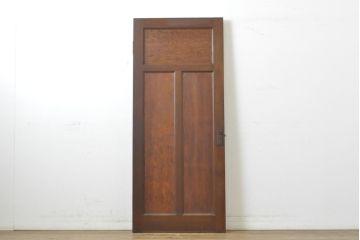 アンティーク建具　上手物!!　枠ナラ材　濃い木色で落ち着きのある空間を演出するドア1枚(扉、木製ドア、建具)(R-062802)