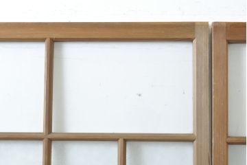 アンティーク建具　結霜・ゆらゆらクリアガラス　シンプルなデザインでお部屋に取り入れやすいガラス戸2枚セット(引き戸)(R-062803)