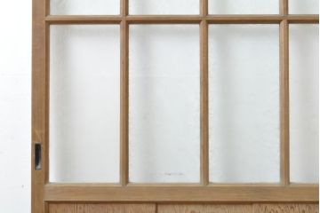 アンティーク建具　結霜・ゆらゆらクリアガラス　シンプルなデザインでお部屋に取り入れやすいガラス戸2枚セット(引き戸)(R-062803)