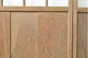 アンティーク建具　結霜・ゆらゆらクリアガラス　シンプルなデザインでお部屋に取り入れやすいガラス戸2枚セット(引き戸)(R-062803)